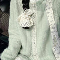 Green Lace Design Knit Cardigan for Women, Autumn Literary Vintage Lazy Outerwear Top