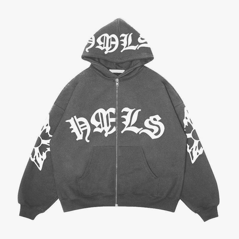 Gothic Varsity Zip Up Hoodie
