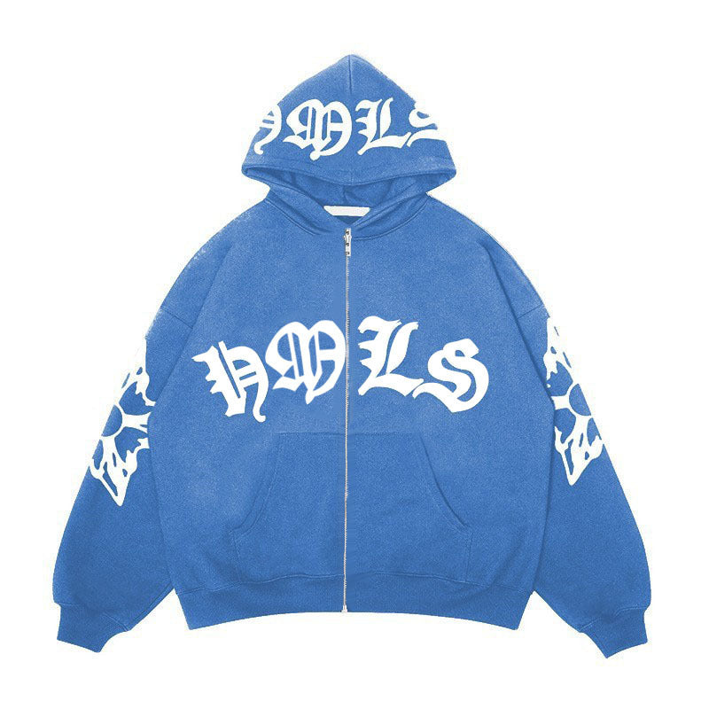 Gothic Varsity Zip Up Hoodie
