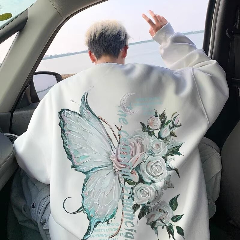 Casual Butterfly Round Neck Sweatshirt