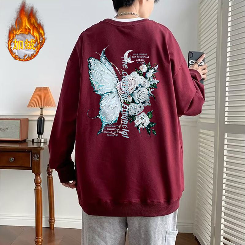 Casual Butterfly Round Neck Sweatshirt