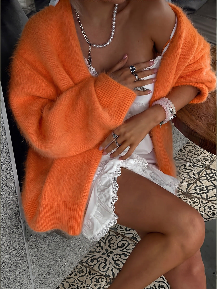 Ladies' Loose Knit Cardigan Sweater Coat Casual Oversized Long Sleeve Pullover