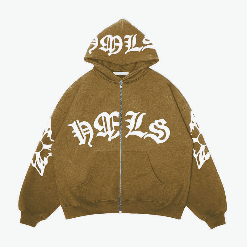Gothic Varsity Zip Up Hoodie
