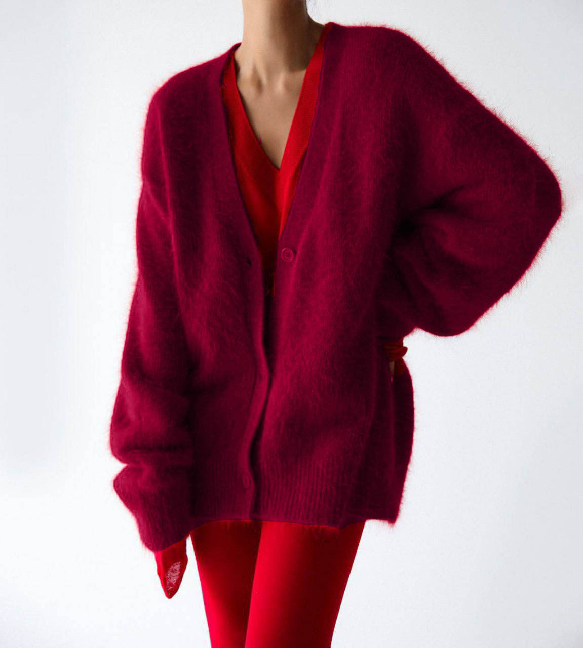 Ladies' Loose Knit Cardigan Sweater Coat Casual Oversized Long Sleeve Pullover