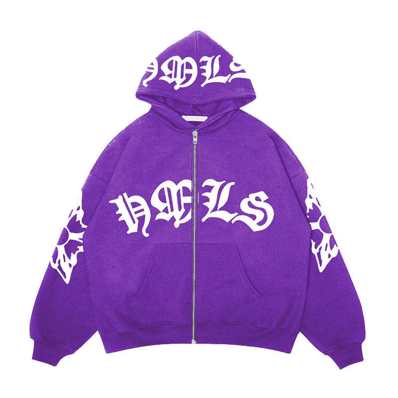 Gothic Varsity Zip Up Hoodie