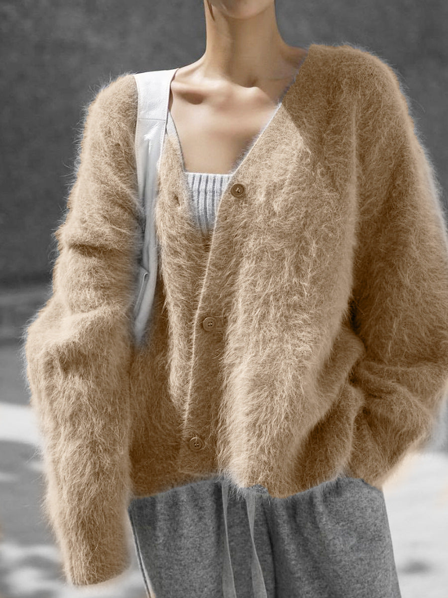 Ladies' Loose Knit Cardigan Sweater Coat Casual Oversized Long Sleeve Pullover