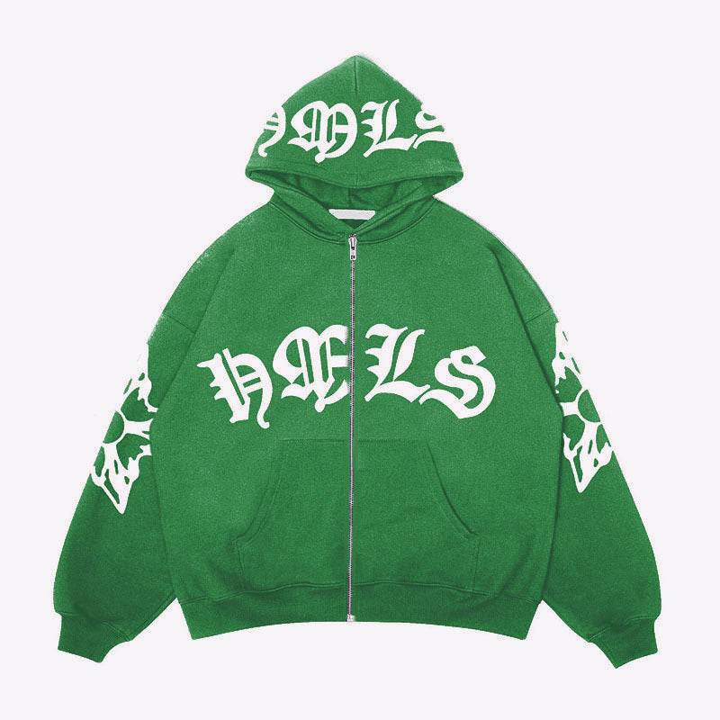 Gothic Varsity Zip Up Hoodie