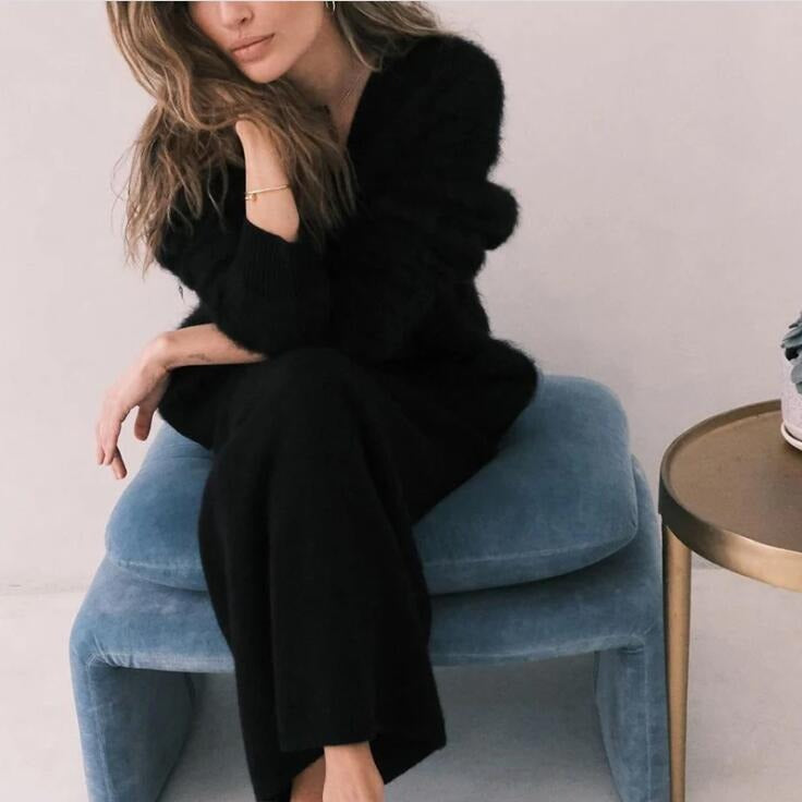 Ladies' Loose Knit Cardigan Sweater Coat Casual Oversized Long Sleeve Pullover