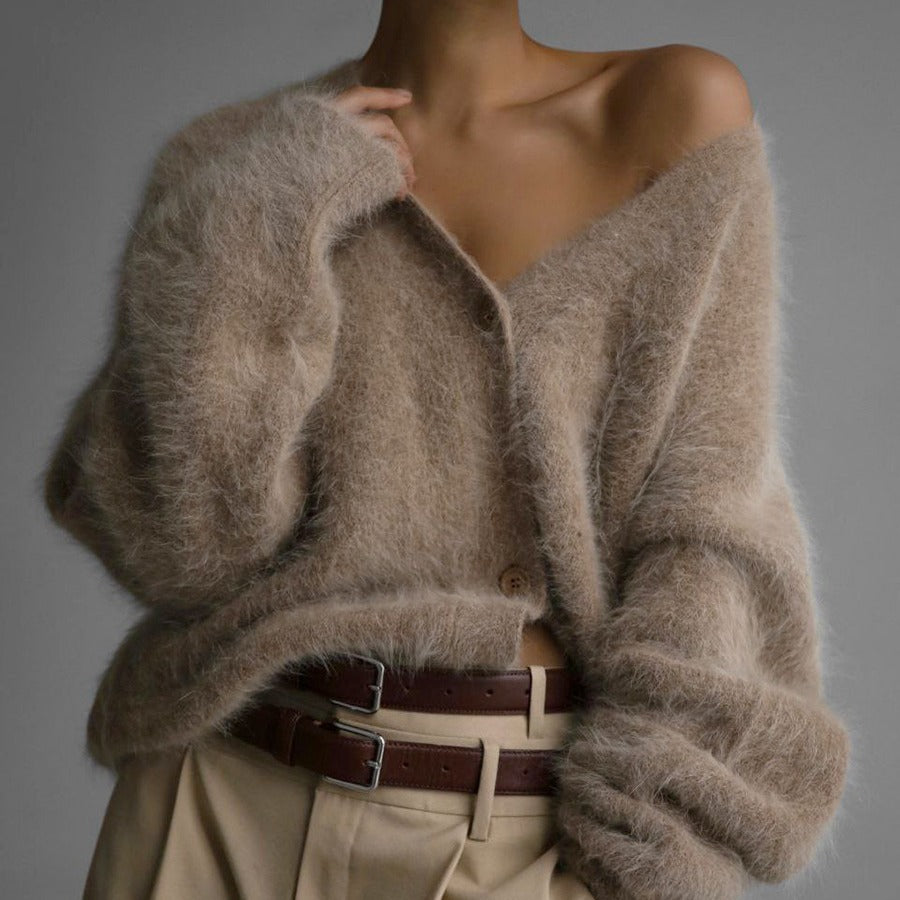 Ladies' Loose Knit Cardigan Sweater Coat Casual Oversized Long Sleeve Pullover