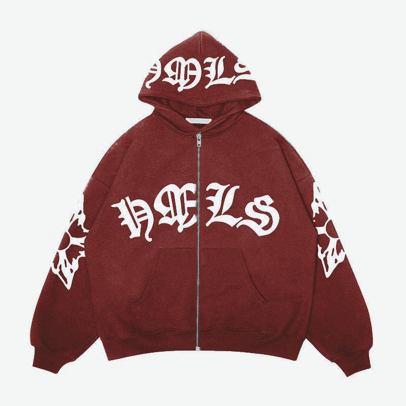 Gothic Varsity Zip Up Hoodie
