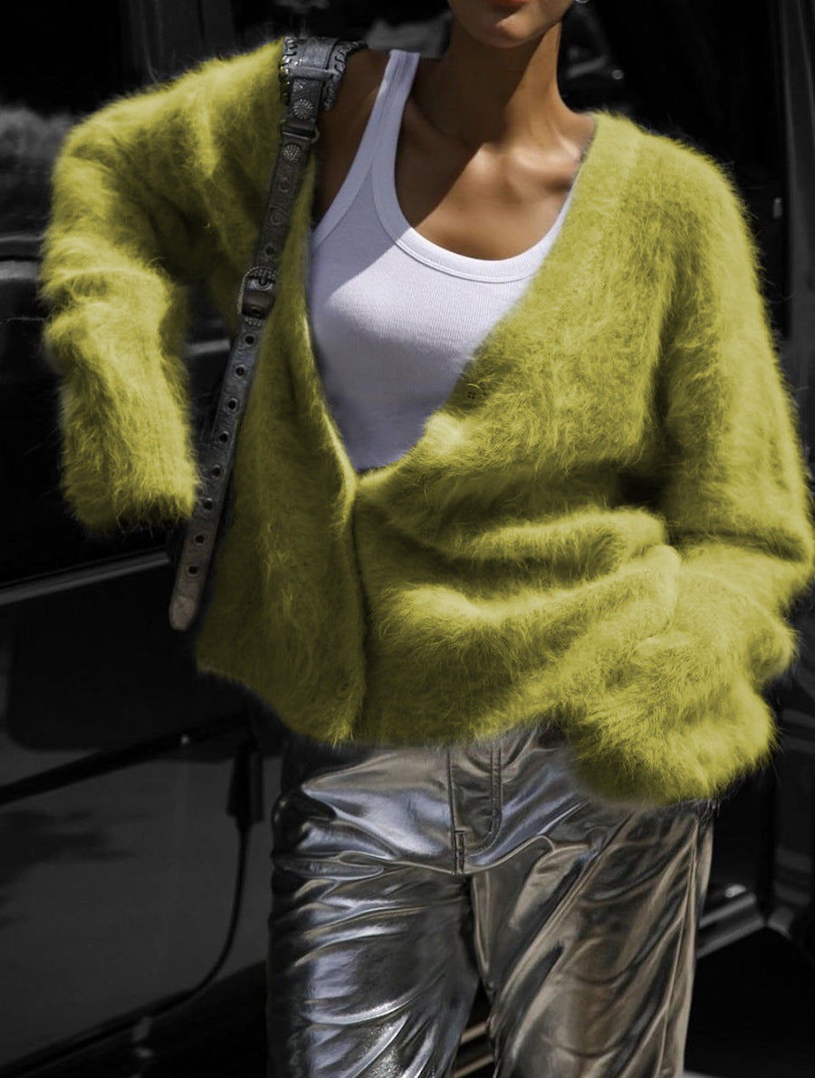 Ladies' Loose Knit Cardigan Sweater Coat Casual Oversized Long Sleeve Pullover