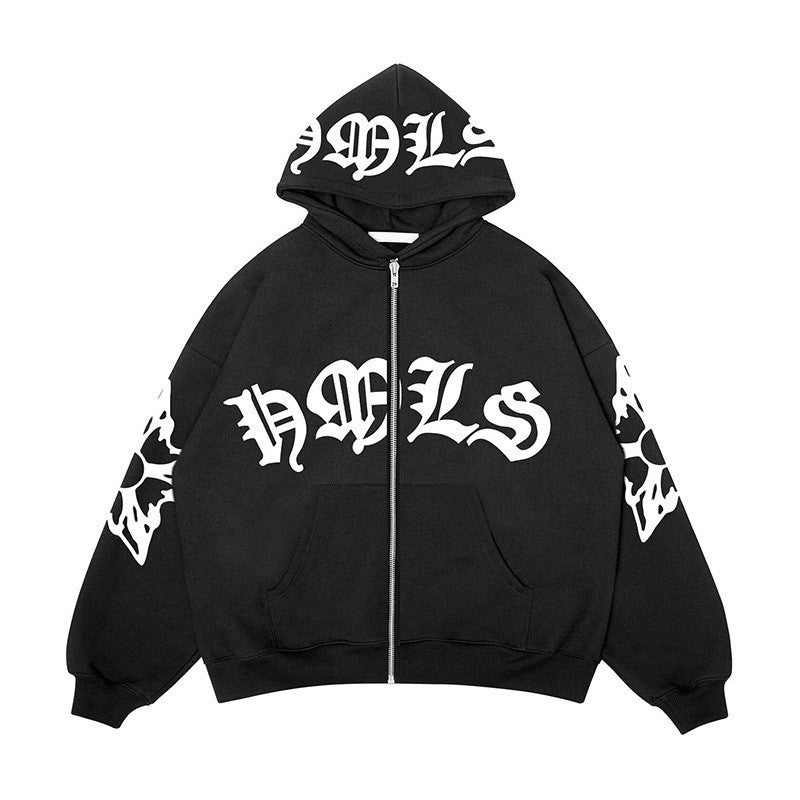 Gothic Varsity Zip Up Hoodie