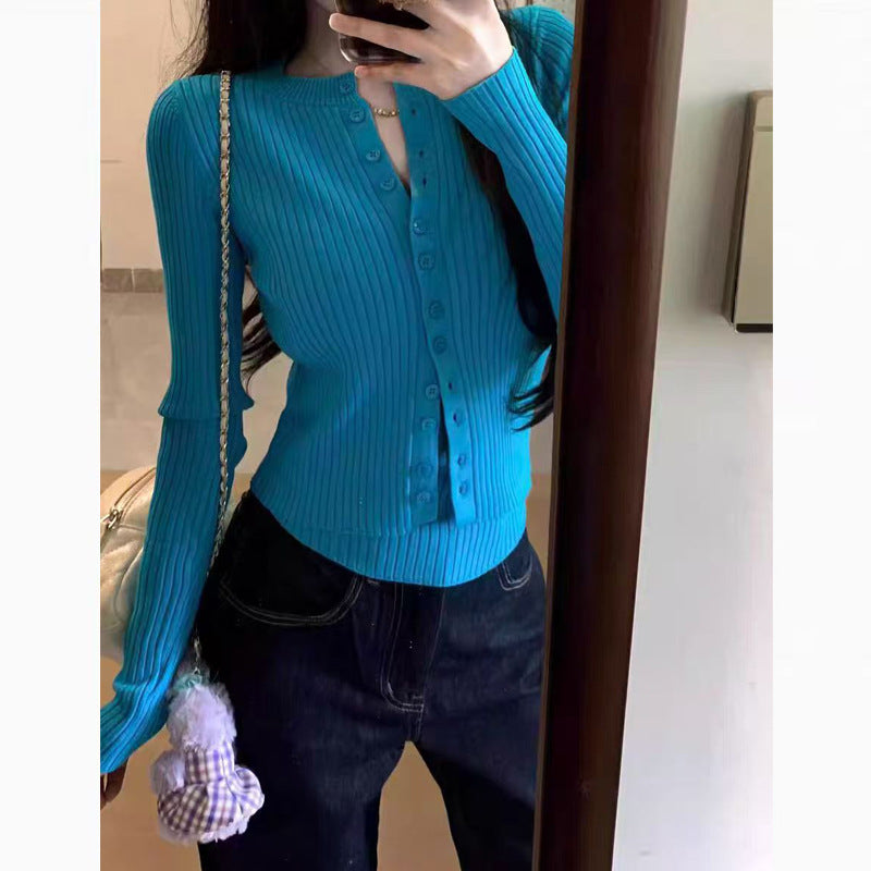 Skin-friendly, Fine Knit Sweater for Women, Spring and Autumn, Retro Embroidery Design, Unique Style, Short Stature Friendly Top