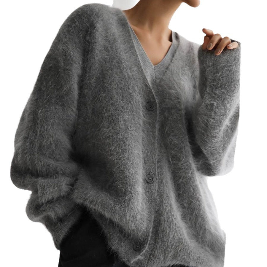 Ladies' Loose Knit Cardigan Sweater Coat Casual Oversized Long Sleeve Pullover