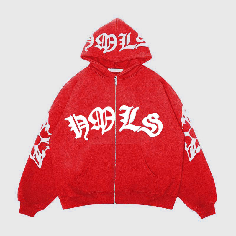 Gothic Varsity Zip Up Hoodie