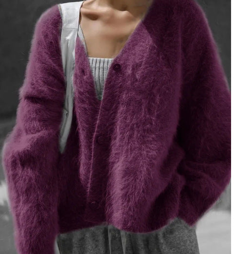 Ladies' Loose Knit Cardigan Sweater Coat Casual Oversized Long Sleeve Pullover